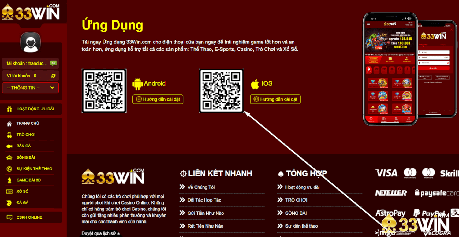 Hướng dẫn tải app 33win trên điện thoại iphone